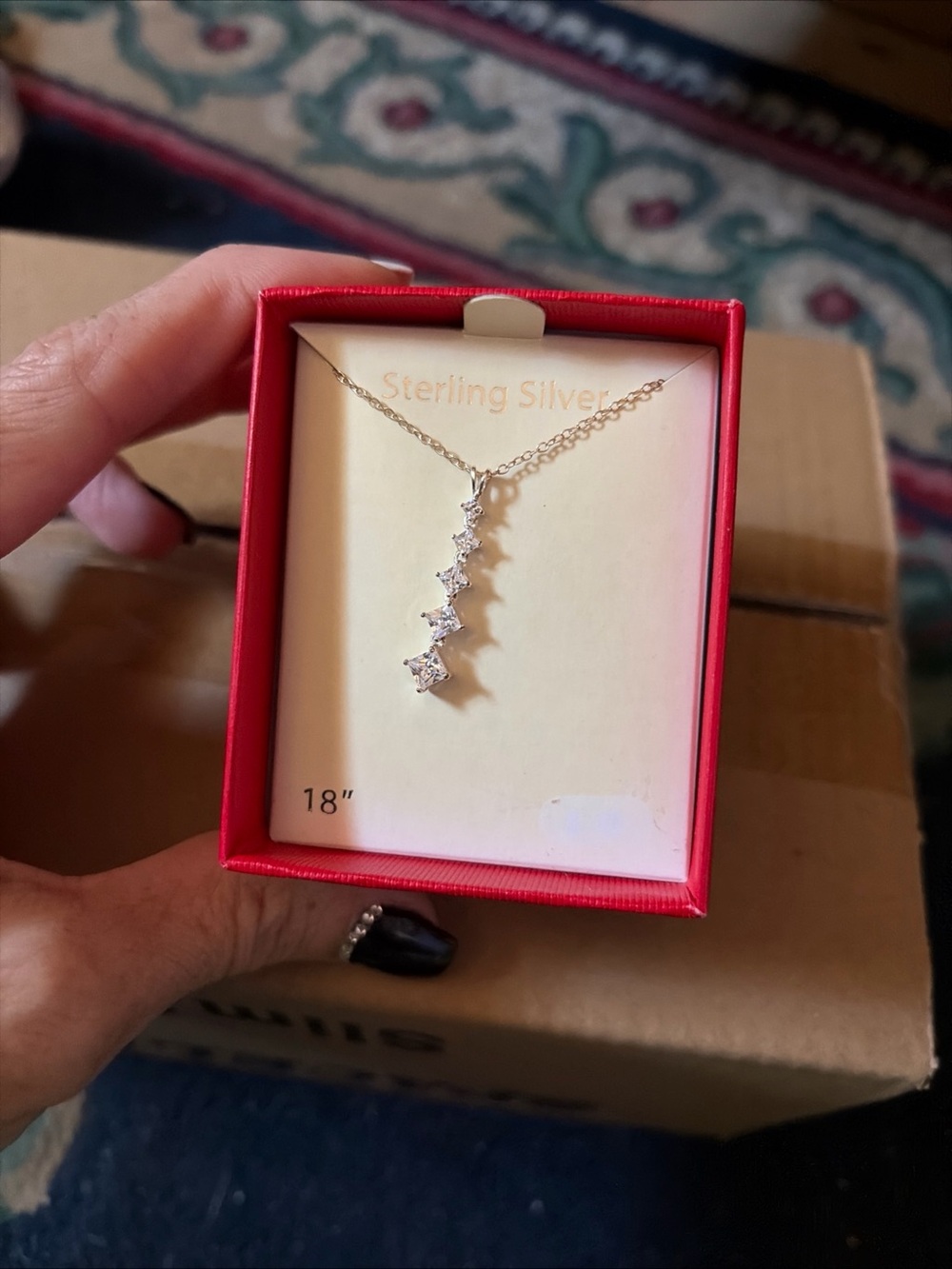 Cubic Zirconia Drop Necklace - Silver